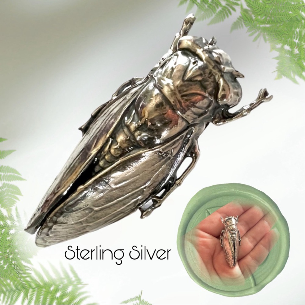Gorgeous Cicada pin brooch STERLING SILVER - Picture 15 of 15
